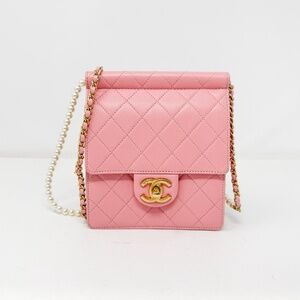 Chanel Pink Pearl Chain Flap Bag